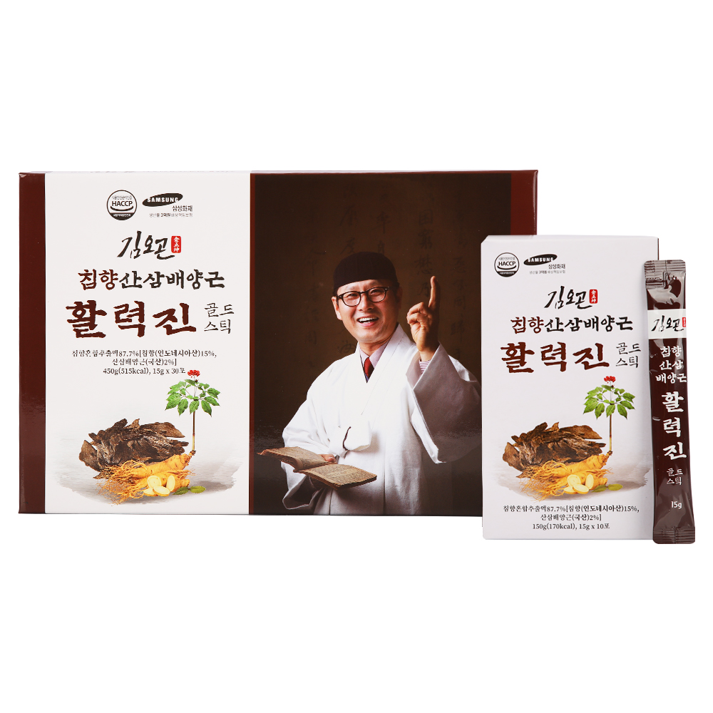 [김오곤] 침향 산삼배양근 활력진 골드스틱 15g x 30포 (선물용 쇼핑백 포함)