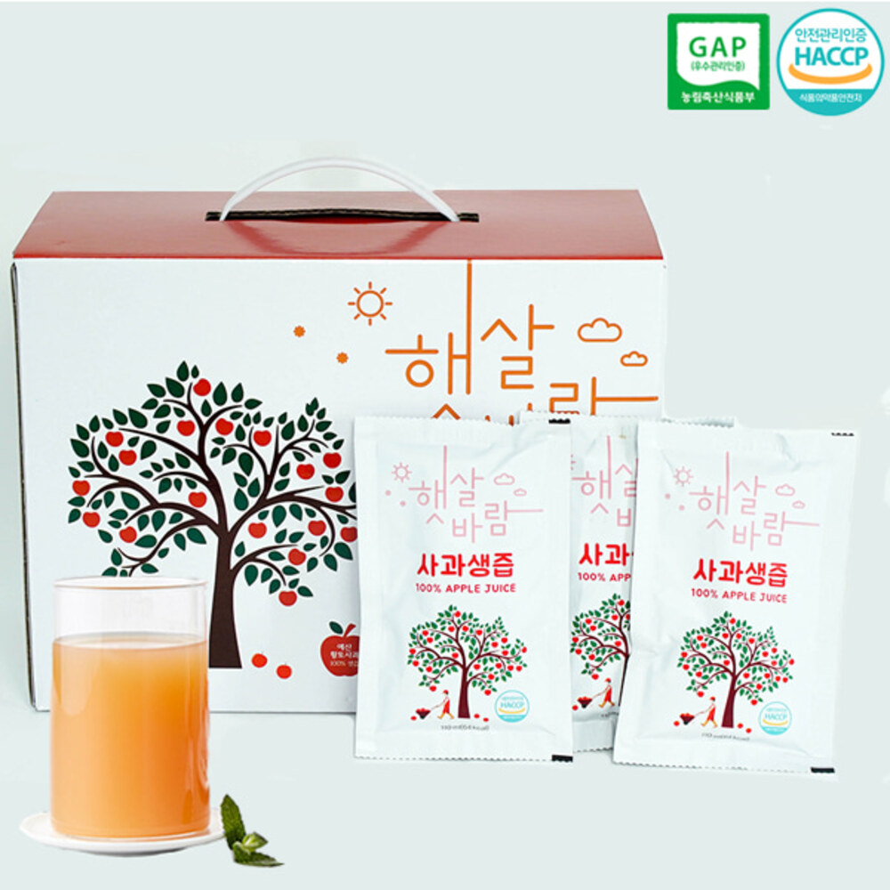 [예가정성] 햇살바람 예산 100% 생사과즙 110ml x 50팩